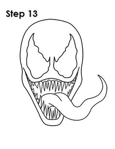 how to draw venom step 13 how to draw venom marvel coloring tattoo drawings