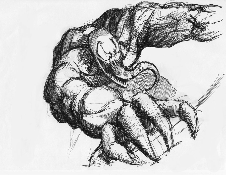 venom drawing sketch 900x696