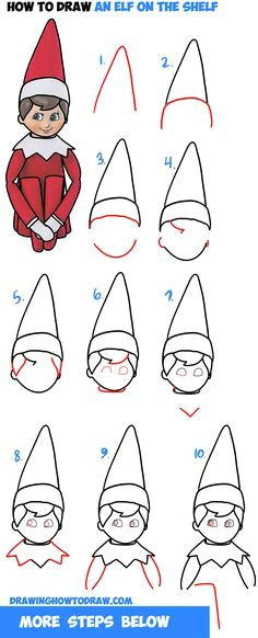 how to draw the elf on the shelf easy step by step drawing tutorial for kids beginners