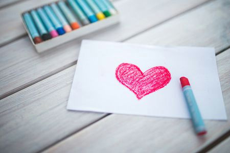 crayon drawing heart