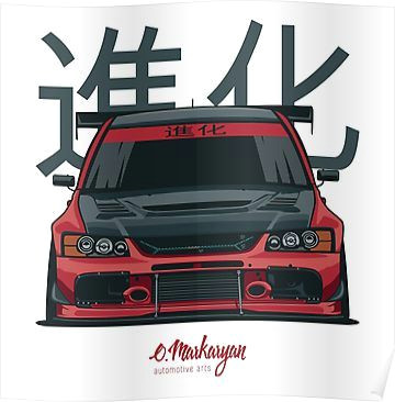 lancer evo ix red poster