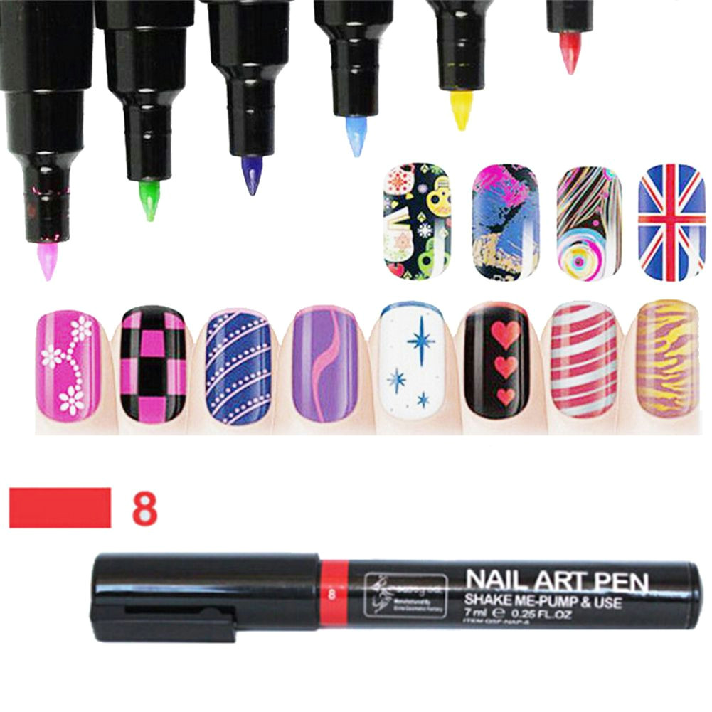 16 colors nail art pen painting design tool dot drawing uv gel polish manicure