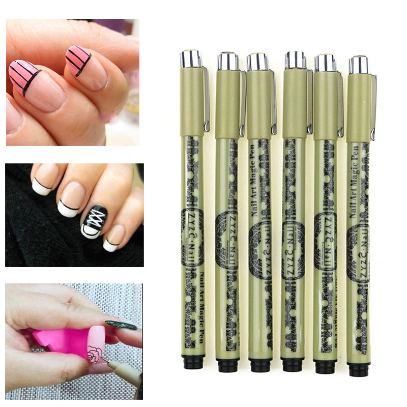 diy tool black ink painting nail art drawing dotting pen new design nail salon