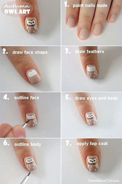 10 easy step by step owl nail art tutorials for beginners 2014