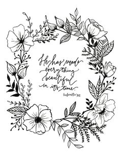 hand lettered floral art print ecclesiastes 3 11 by aprylmade