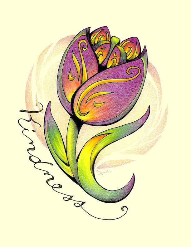 inspirational flower tulip inspirational art flower illustration flower wall art colored pencil drawing floral print for sale kindness purple tulip