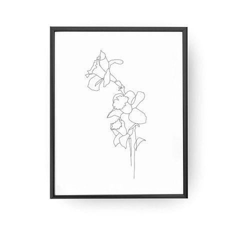 daffodils drawing daffodils poster home decor botanical art daffodils print sketch art floral poster plant illustration minimal art