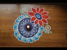 freehand flower rangoli designs with colours