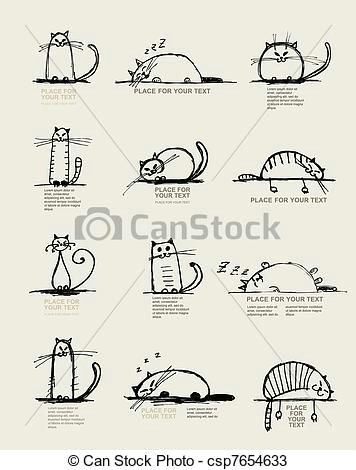 vector funny cats sketch design with place for your text stock illustration royalty free illustrations stock clip art icon stock clipart icons