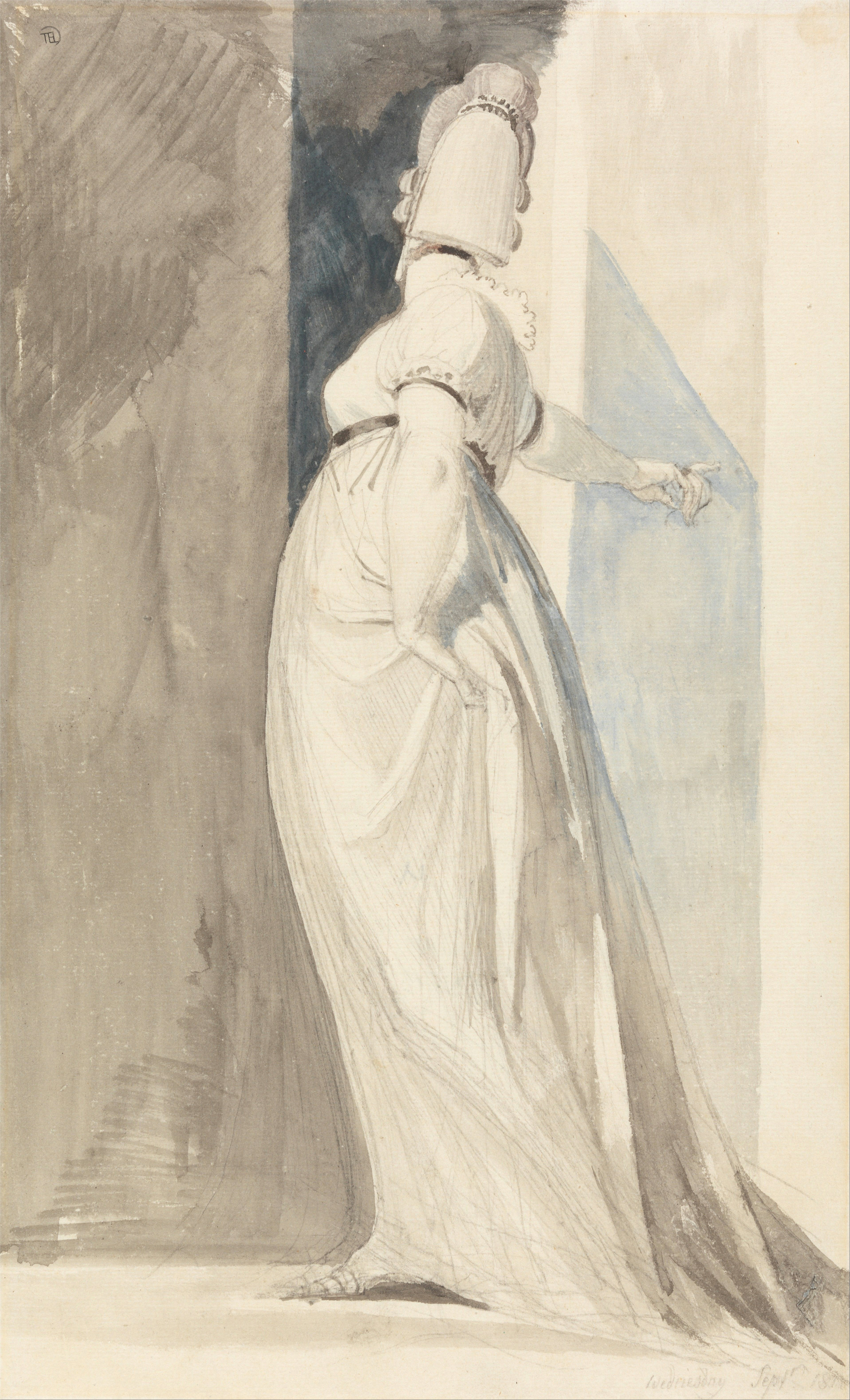 henry fuseli 1741 1825 back view of a standing female called mrs fuseli date 1810 medium watercolor gray wash and graphite on thin