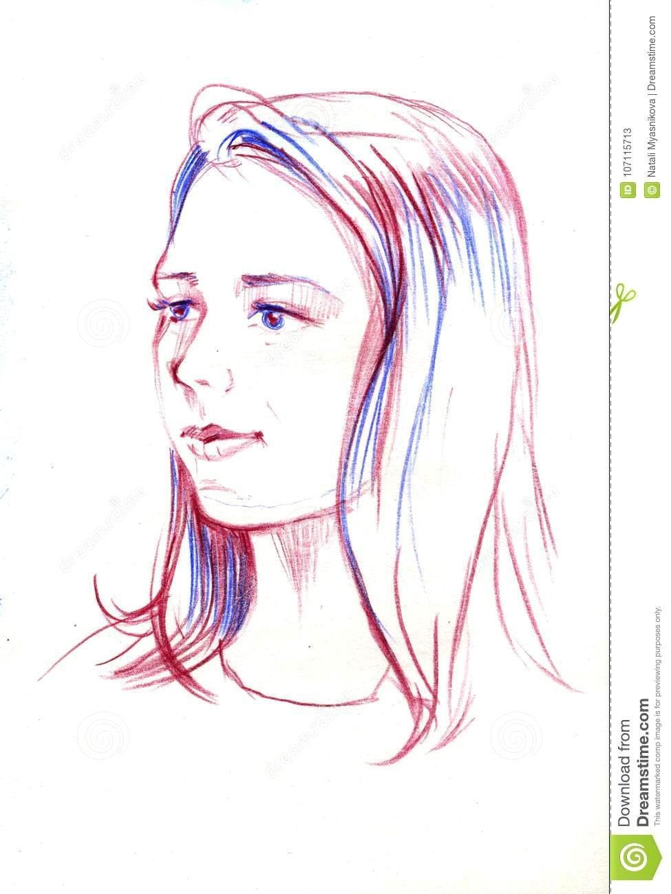 drawing portrait of young woman female face sketch of beautiful girl
