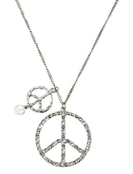 rhinestone peace necklace