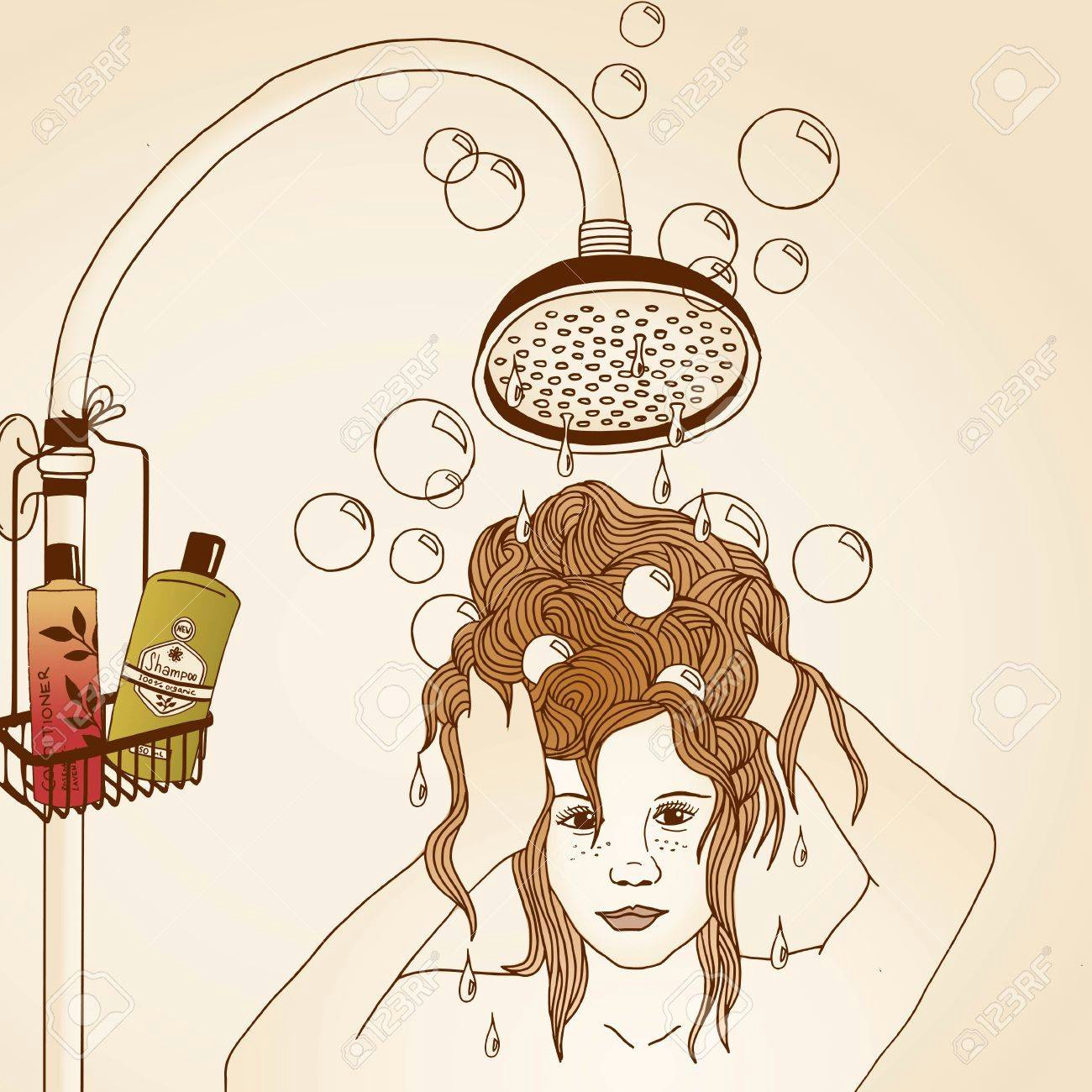 hair care illustration no 13 colored stock vector 48042828
