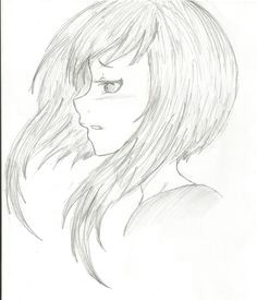 manga girl hair side view eyes side view