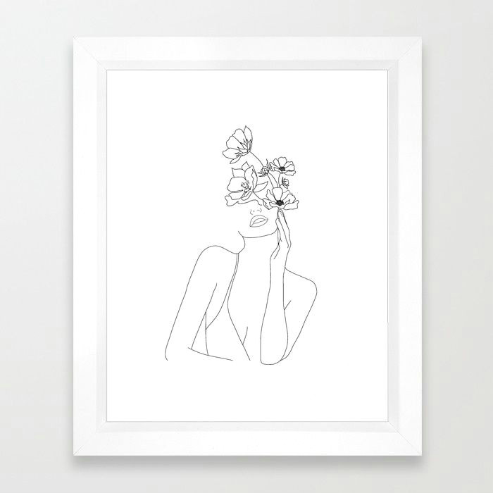 buy minimal line art woman with flowers framed art print by nadja1 worldwide shipping available at society6 com just one of millions of high quality