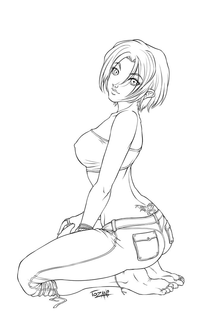 lineart series sitting girl by tozani on deviantart