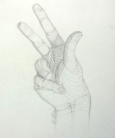 cross contour drawing of hand