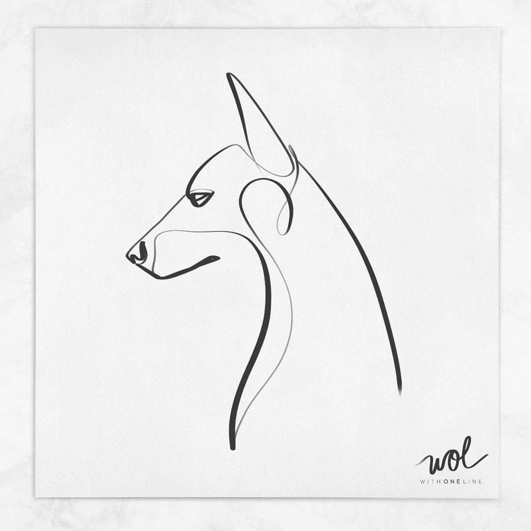 minimal doberman tattoo with one line line art tattoos dog tattoos animal tattoos