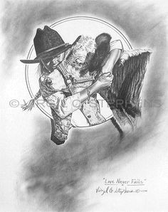 love never fails ffa or 4 h cowgirl and her steer pencil drawing by