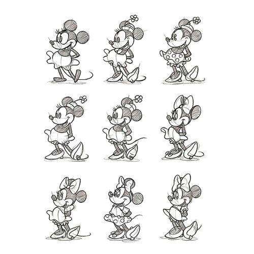 minnie mouse sketched multi drawing print art group size 80cm h x 60cm w format linen mount colour no mount in 2019 products pinterest esboa o