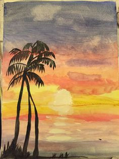 my watercolor painting of a sunset at the beach a h a drawing competitions