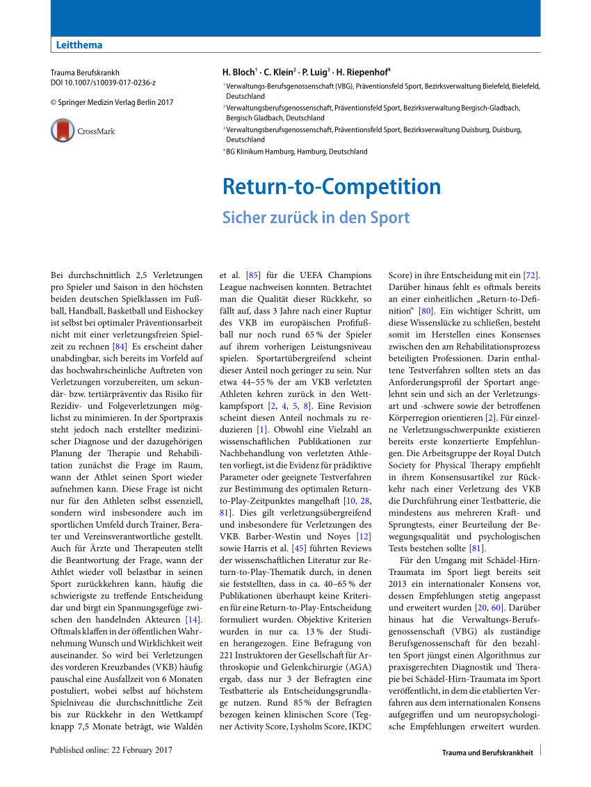 pdf return to competition sicher zuruck in den sport