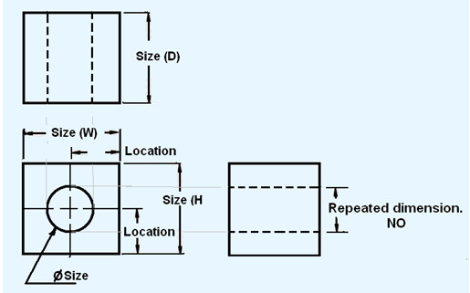 every solid has three dimensions each of the geometric shapes making up the object must have its height width and depth indicated in the dimensioning