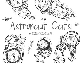 cute astronaut cat clipart images cute cat astronaut clip art set hand drawn cat clipart cat doodles clipart cat digital stamps