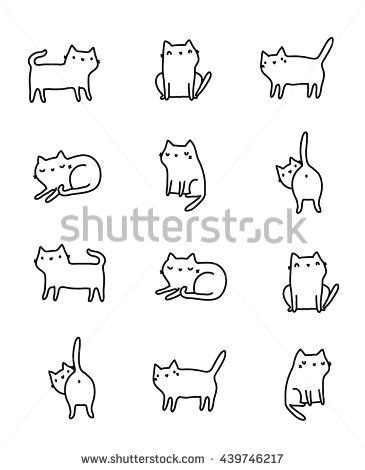funny hand drawn cats animals vector illustration with adorable kittens