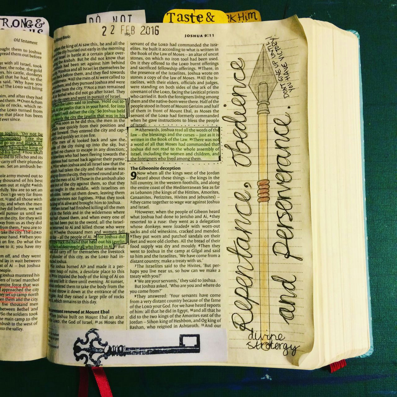 repentance obedience perseverance joshua s javelin draw close blog bible art bible journaling