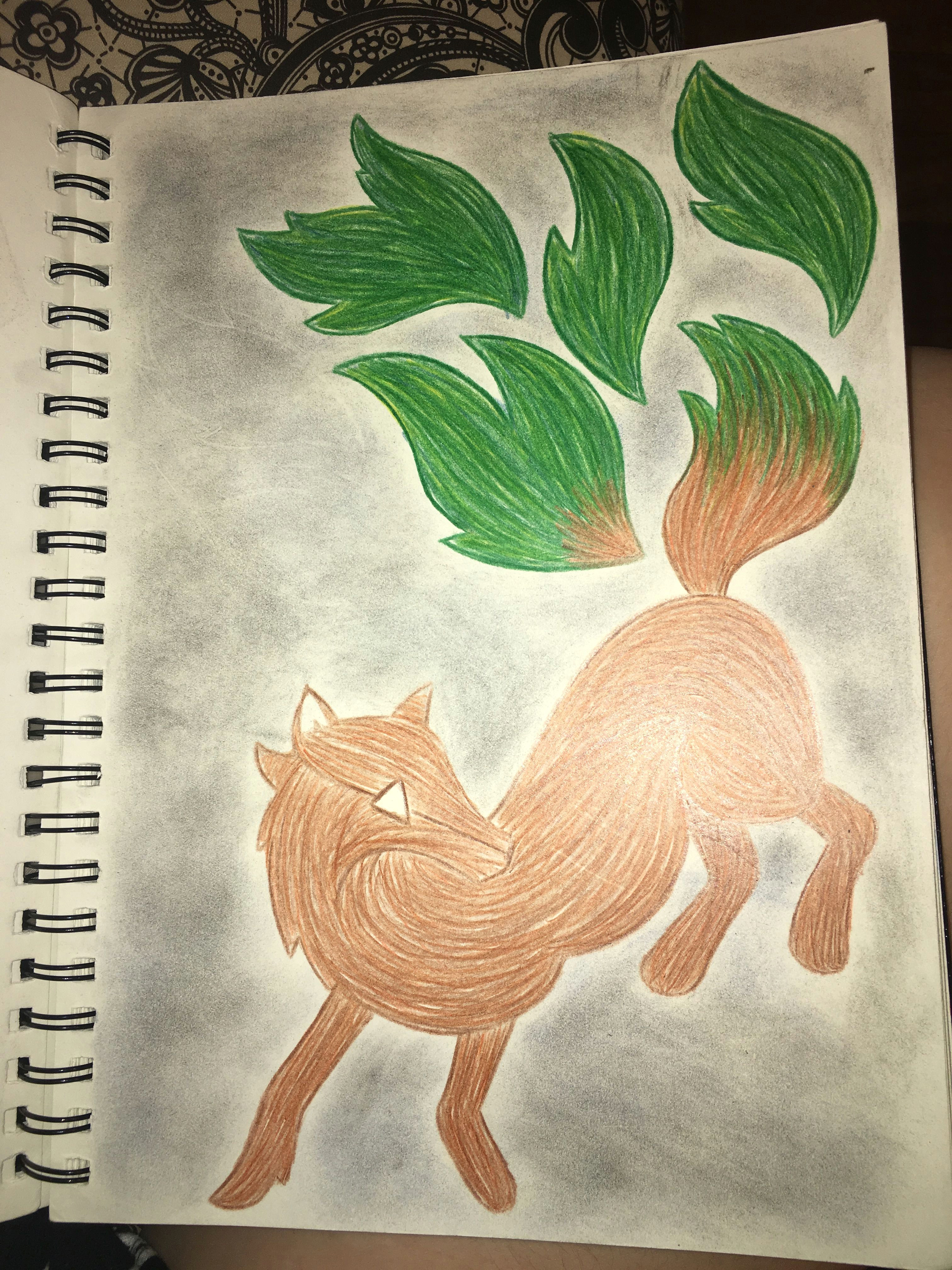 earthy fox wolf drawing