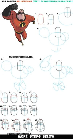 how to draw mr incredible from the incredibles 2 part 1 of drawing the incredibles 2 family easy step by step