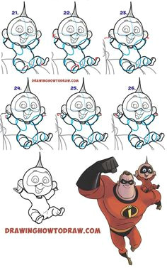 how to draw jack jack the baby from the incredibles part 2 of drawing the incredibles 2 family easy step by step