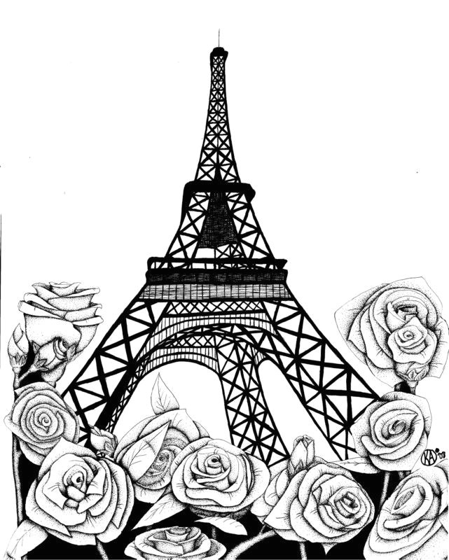 eiffel tower with roses