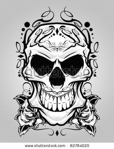 vector illustration decorative skull head