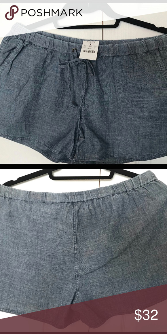 soft linen like denim shorts by j crew 2 front pockets no back pockets draw strong top fit is closer to a size 4 than