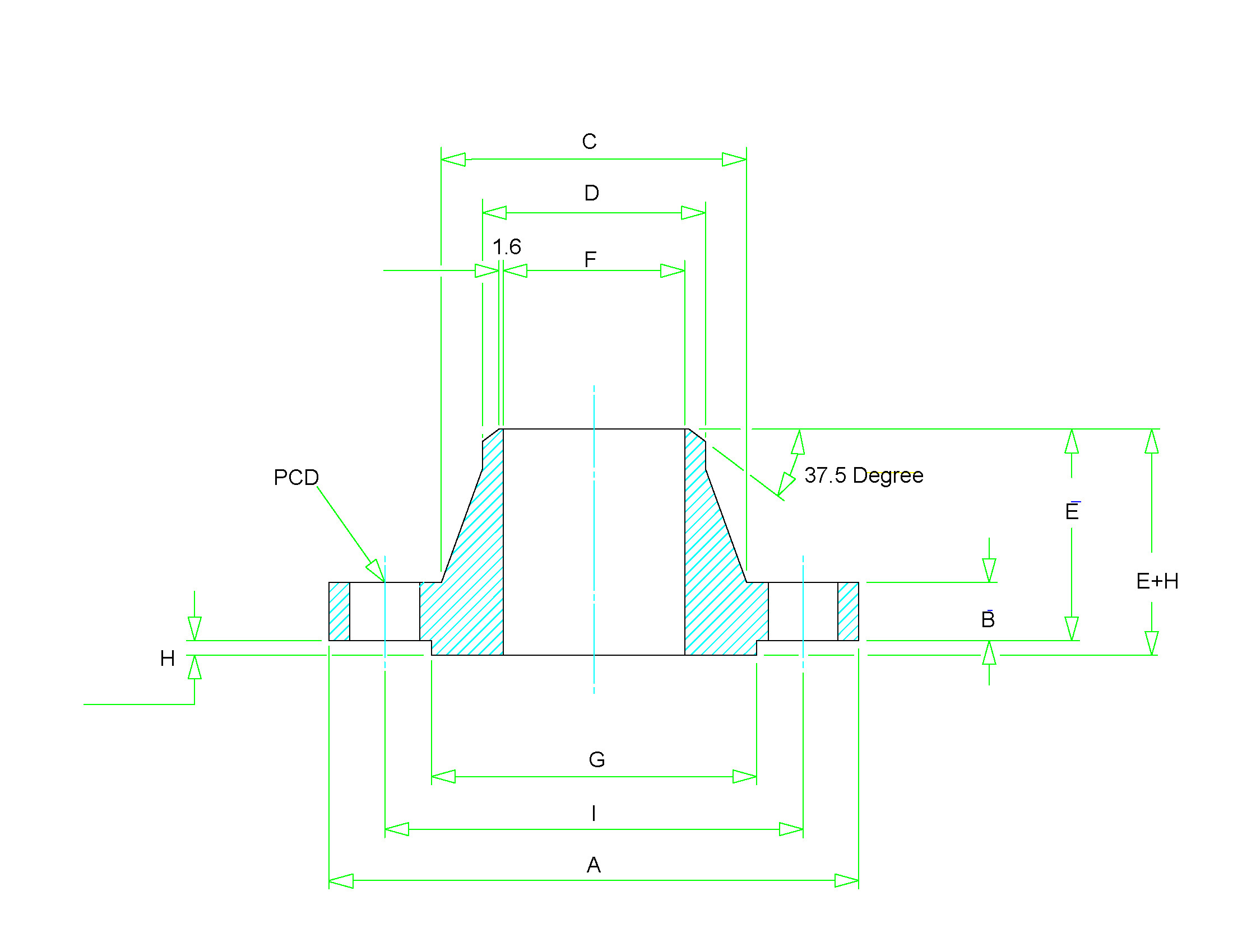 weld neck flange dimensions