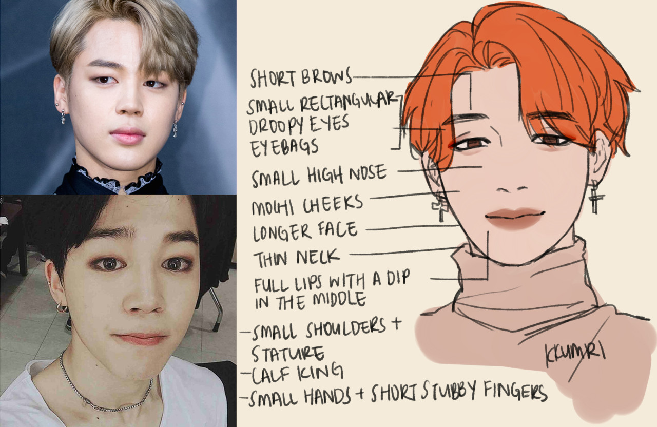 how to draw the characteristic features of park ji min e i e of bts e c i i e e in fanart by ally crunchtime kkumrii on twitter