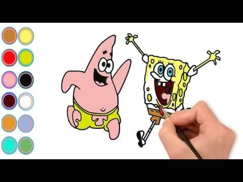 draw cartoon spongebob and color cartoon spongebob i learn color for toddlers i learn colors