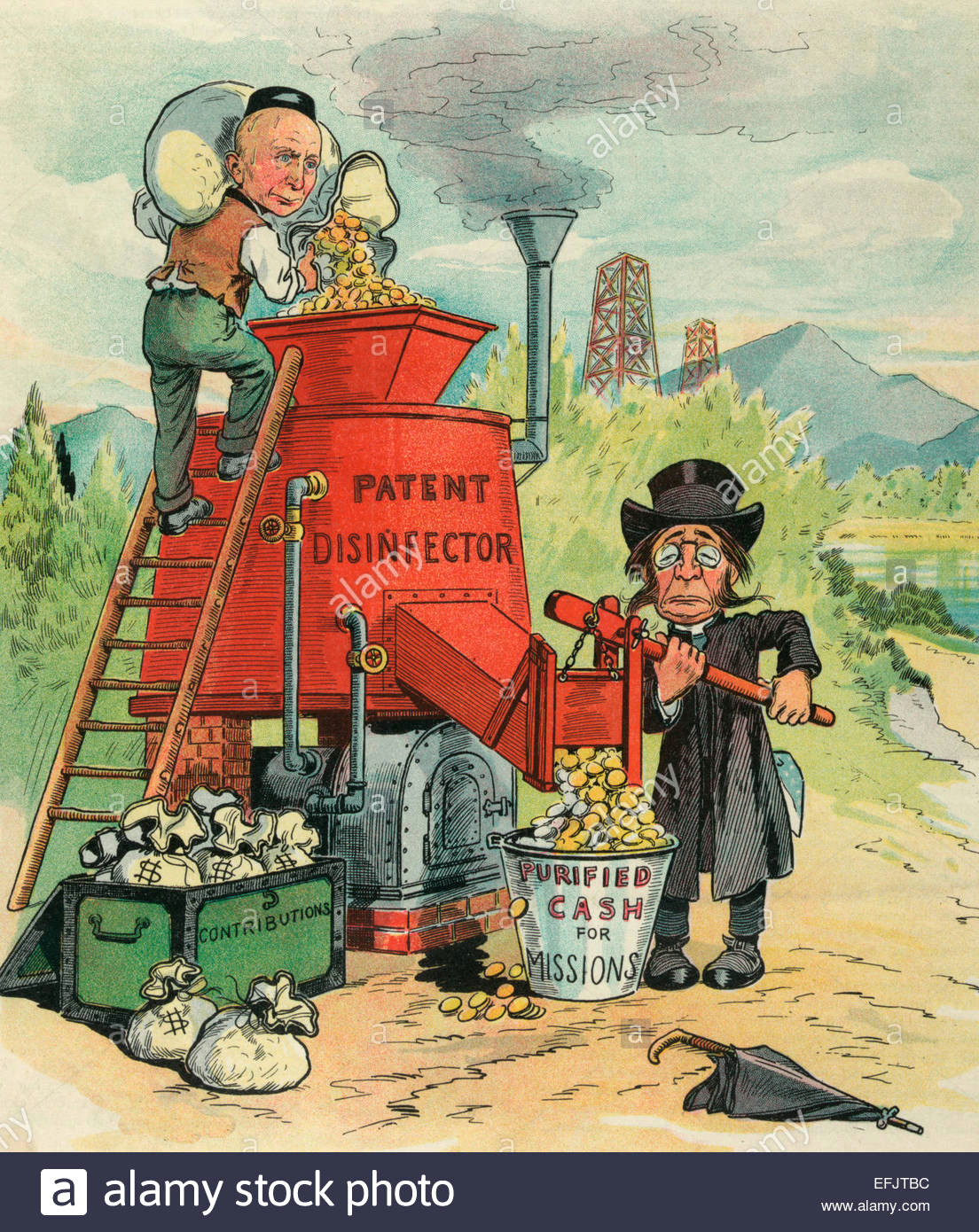 the cash purification plant illustration shows john d rockefeller standing on a ladder