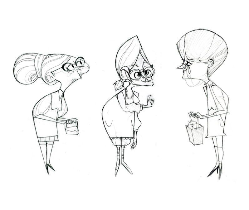 old lady sketches in mechanical pencil o o old ladies