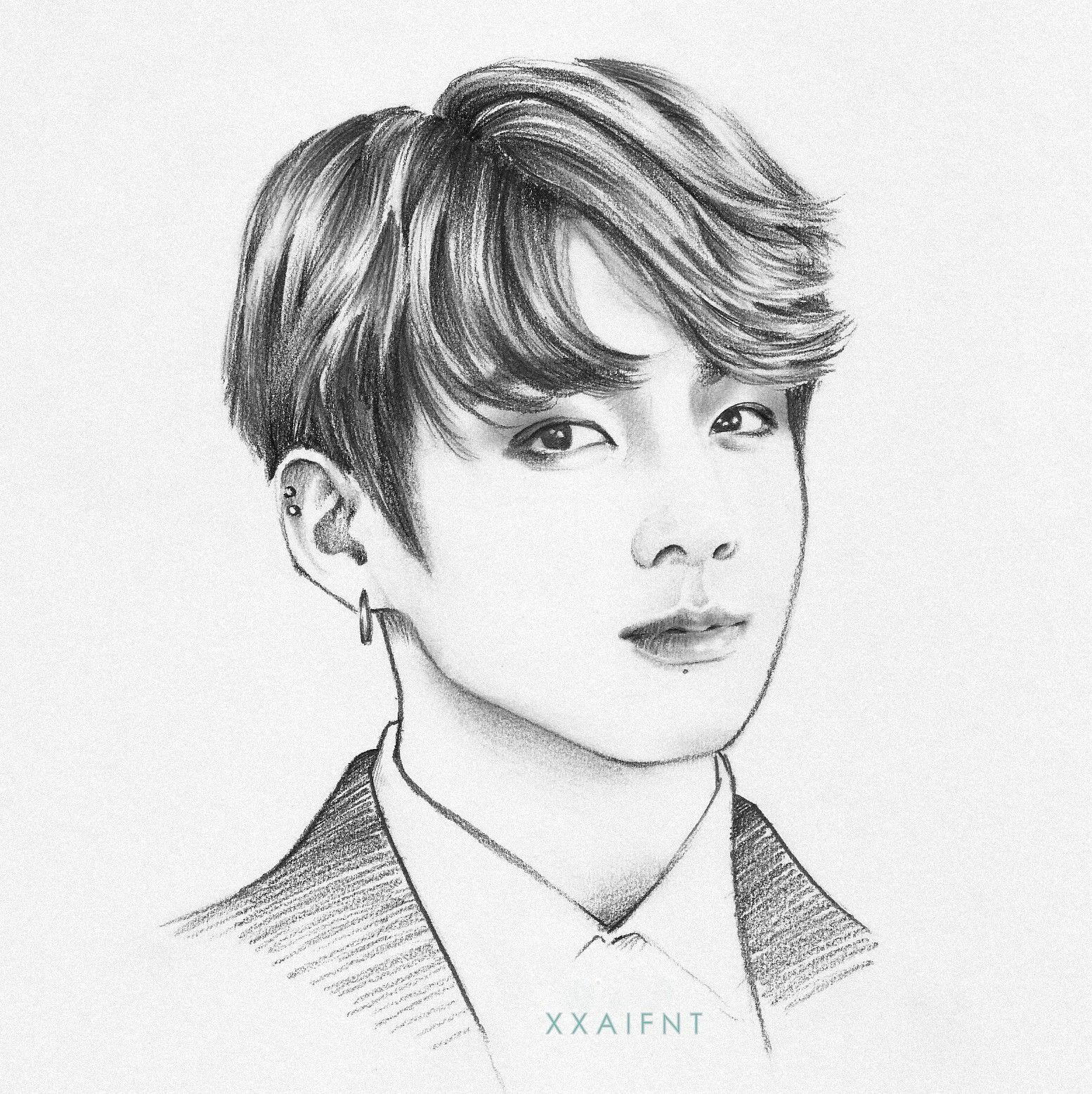 jeon jungkook fanart drawing sketch traditional art