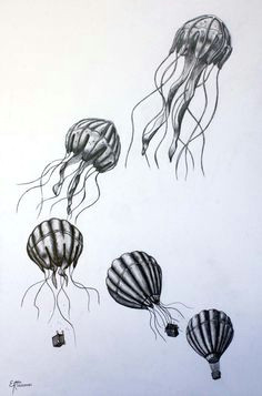 hot air balloon transformed into a jellyfish amazing jellyfish drawing jellyfish