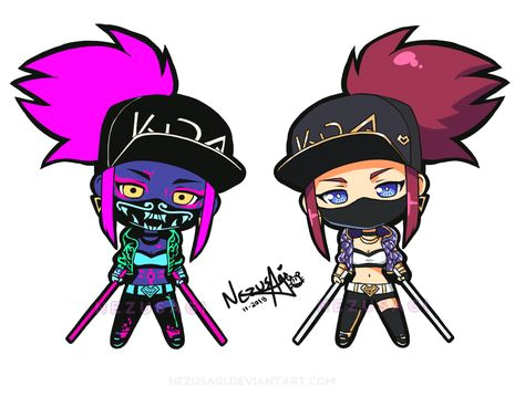 lol chibi k da akali by nezusagi