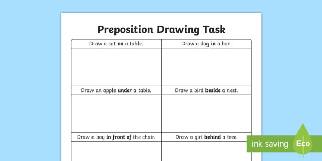 preposition drawing task worksheet worksheet preposition resources irish worksheet