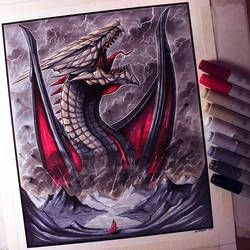 giant dragon drawing by lethalchris