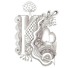 monogram k initial colour me in illuminated letters original art drawings by melanie j cook