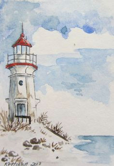 great lake lighthouse watercolor aceo on etsy description from pinterest com i searched