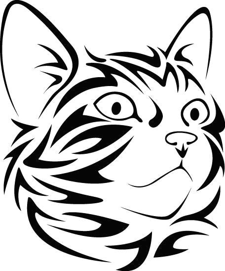 tribal cat face looking right vinyl decal
