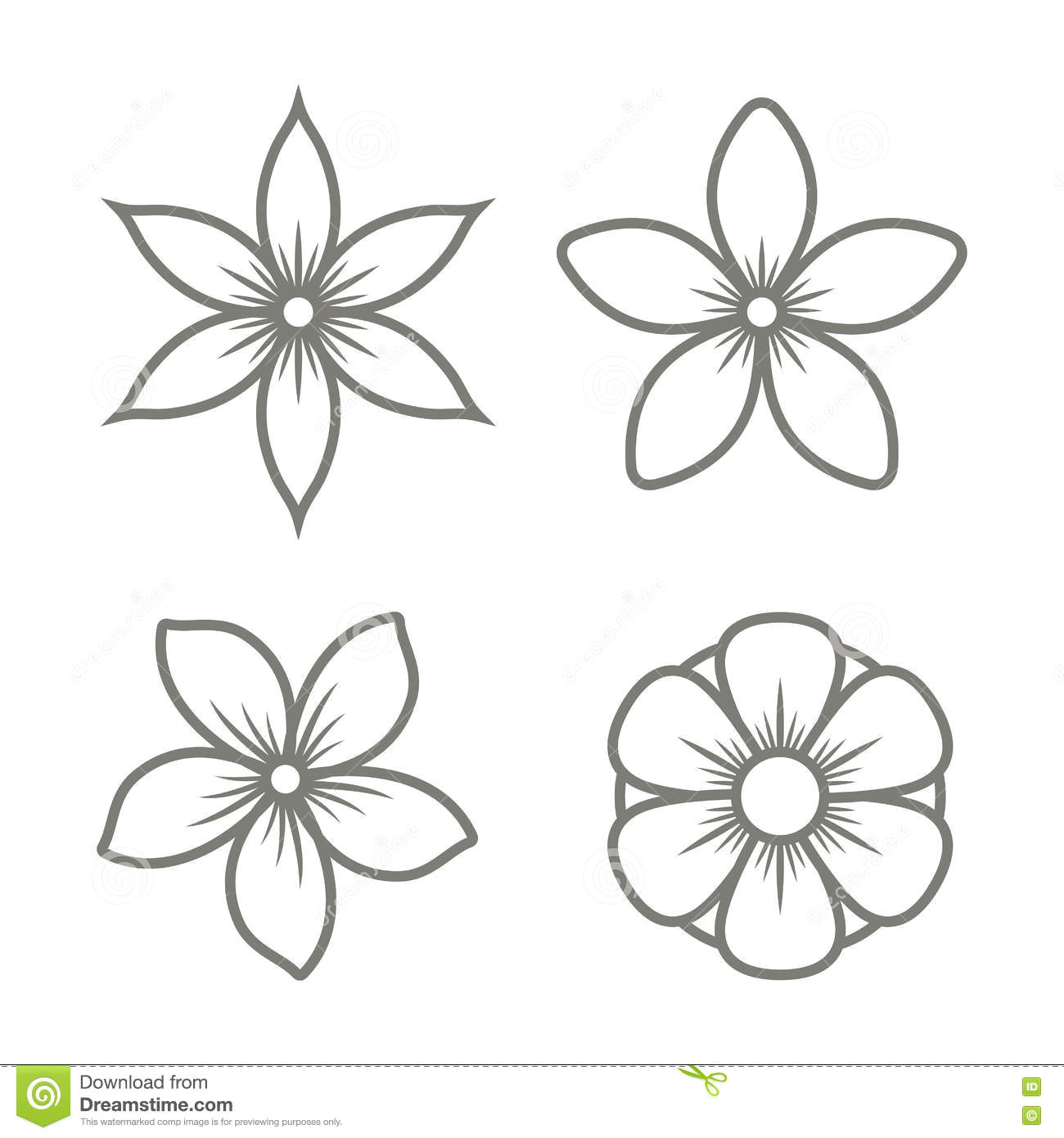 jasmine flower icons set on white background vector